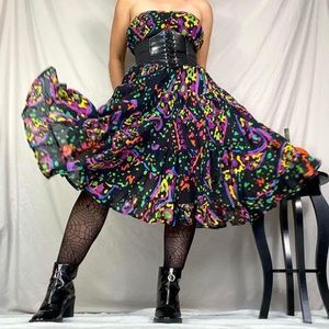Y2K rainbow strapless circle dress🖤🌈